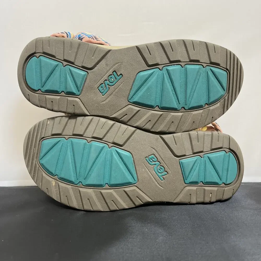 Teva Men's Hurricane Sandals Size 5 Tan with Pink Multi Color Straps 1019390Y